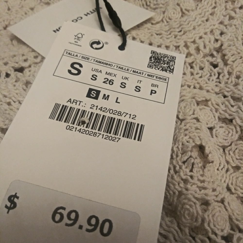 Zara crocheted textured weave balloon sleeves top - Picture 7 of 7